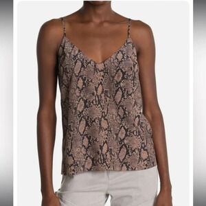 Frame Silk Python Print Sleeveless Classic Cami Top, Chocolate Sz L
